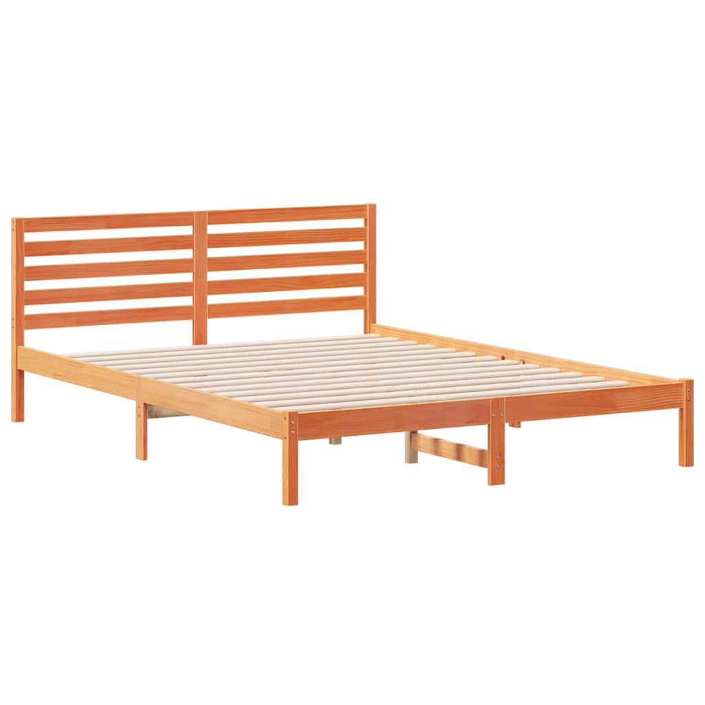 Sengestamme med hodegjerde Vokset Brun 160 x 210 cm Massiv furu