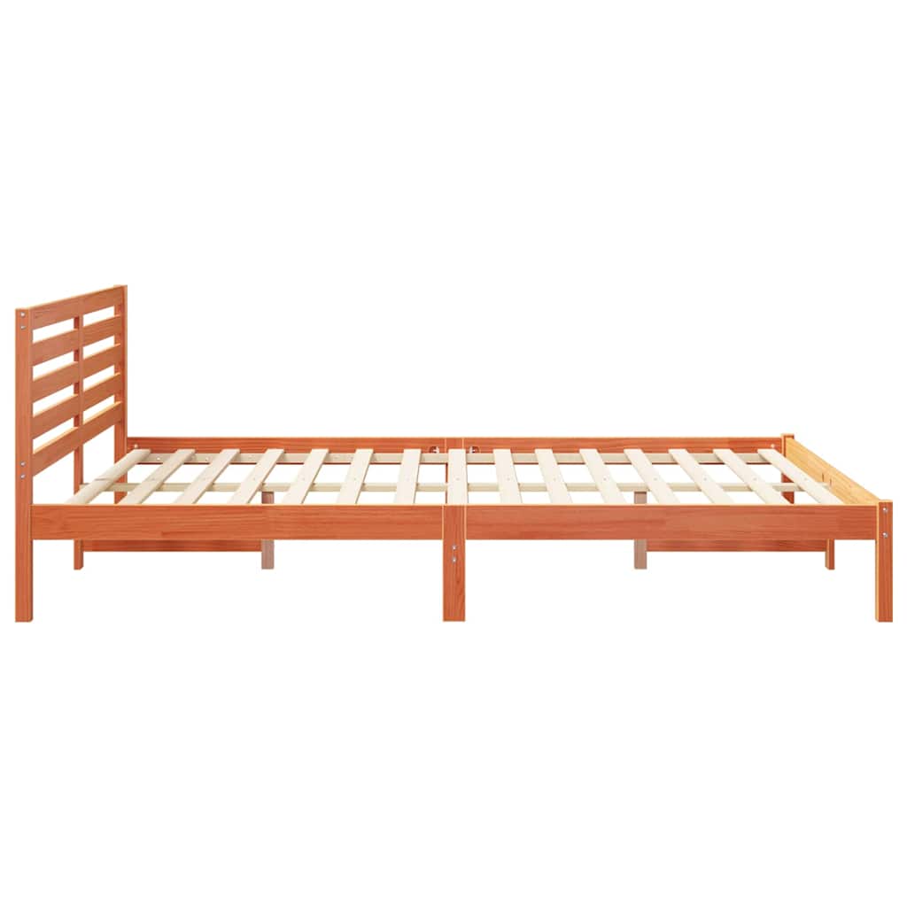 Sengestamme med hodegjerde Vokset Brun 160 x 210 cm Massiv furu