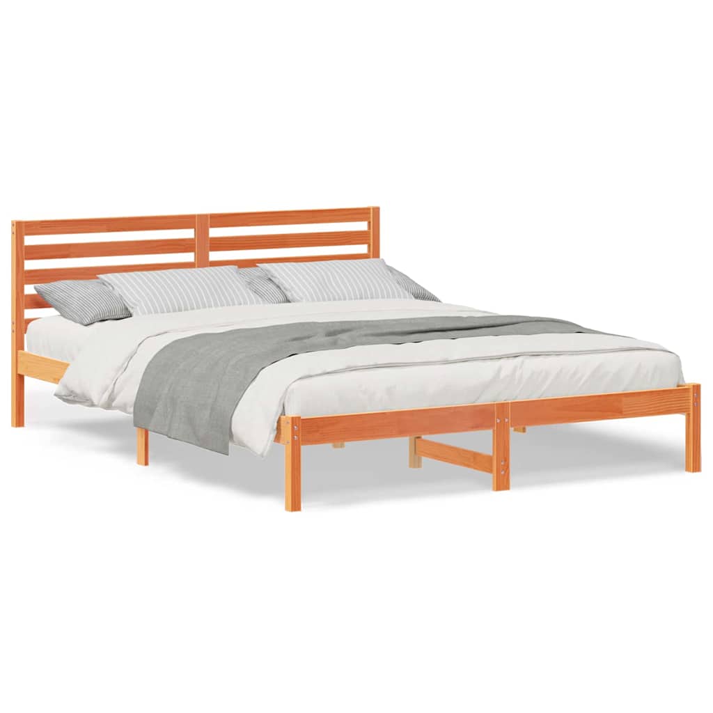 Sengestamme med hodegjerde Voksbrun 160 x 210 cm Heltre furu