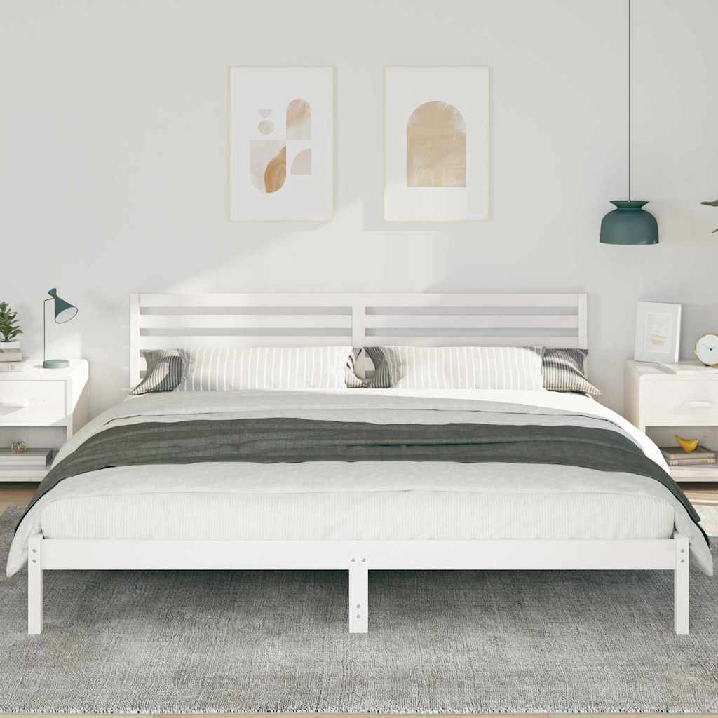 Sengestamme med hodegjerde Hvit 180 x 210 cm Massiv furu