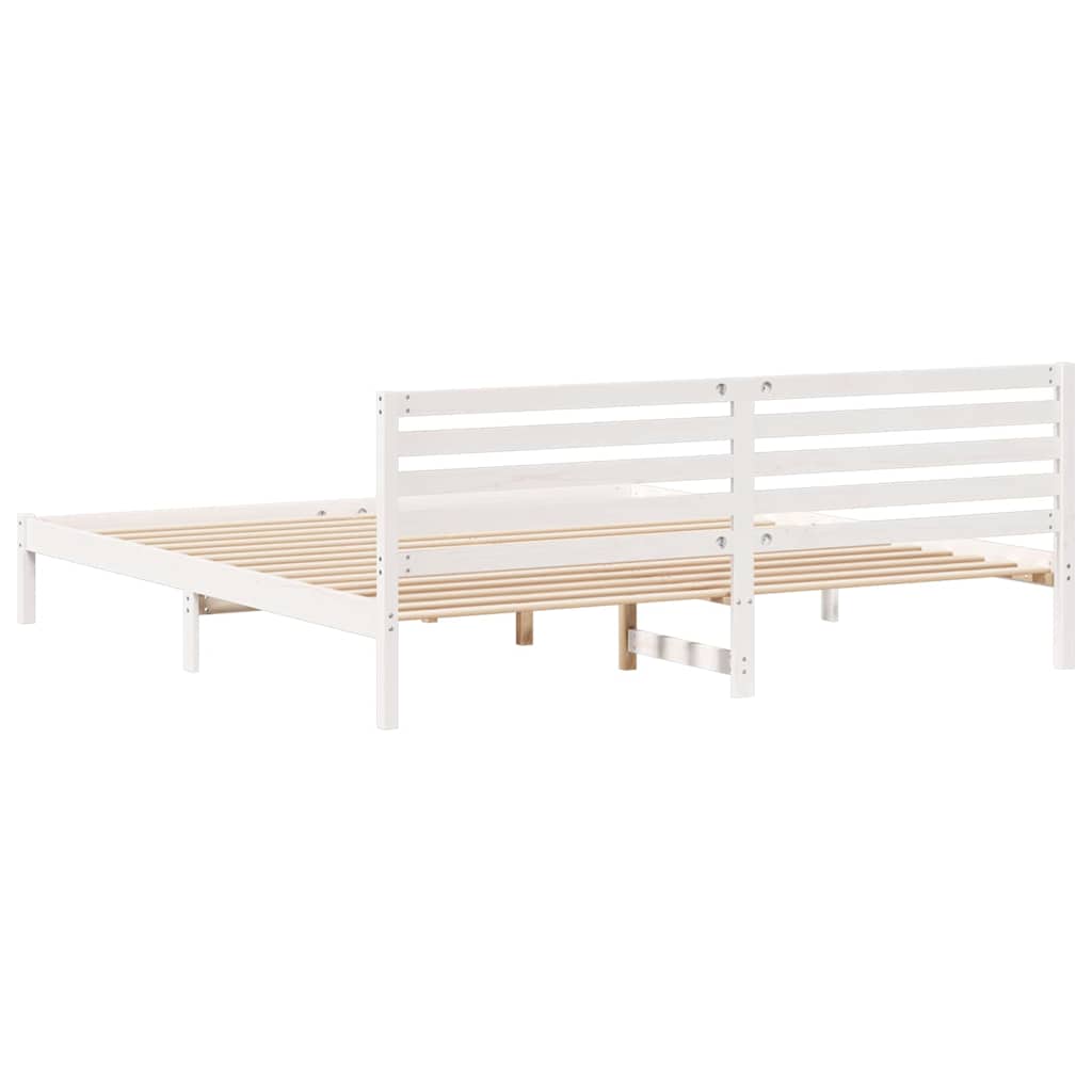 Sengestamme med hodegjerde Hvit 180 x 210 cm Massiv furu
