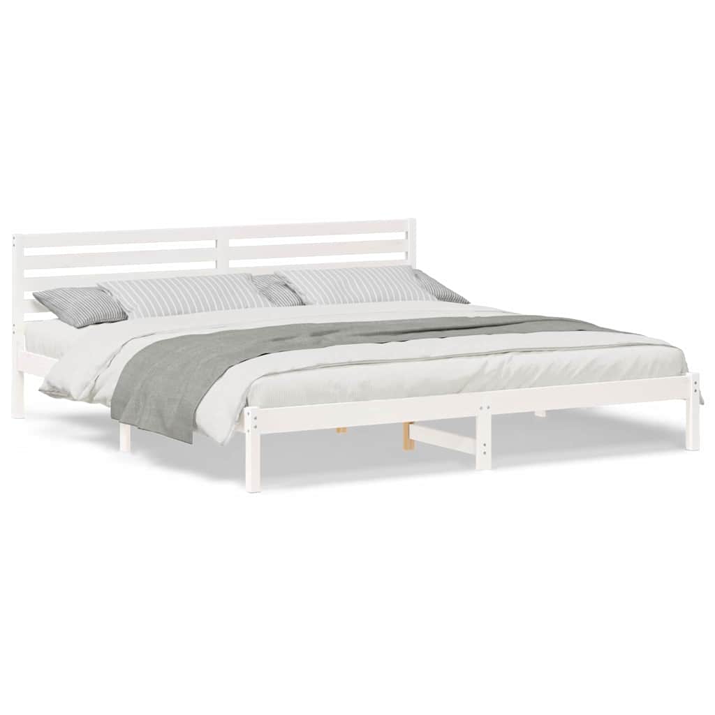 Sengestamme med hodegjerde Hvit 180 x 210 cm Heltre furu