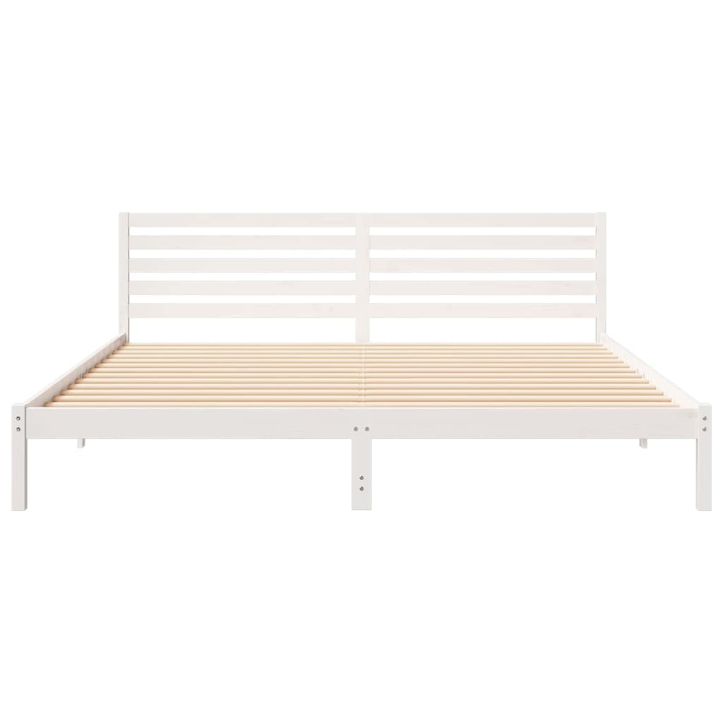 Sengestamme med hodegjerde Hvit 200 x 210 cm Massiv furu