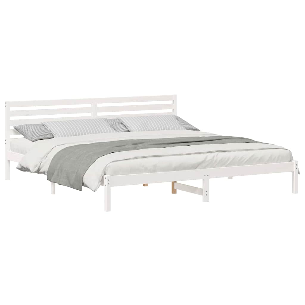 Sengestamme med hodegjerde Hvit 200 x 210 cm Massiv furu