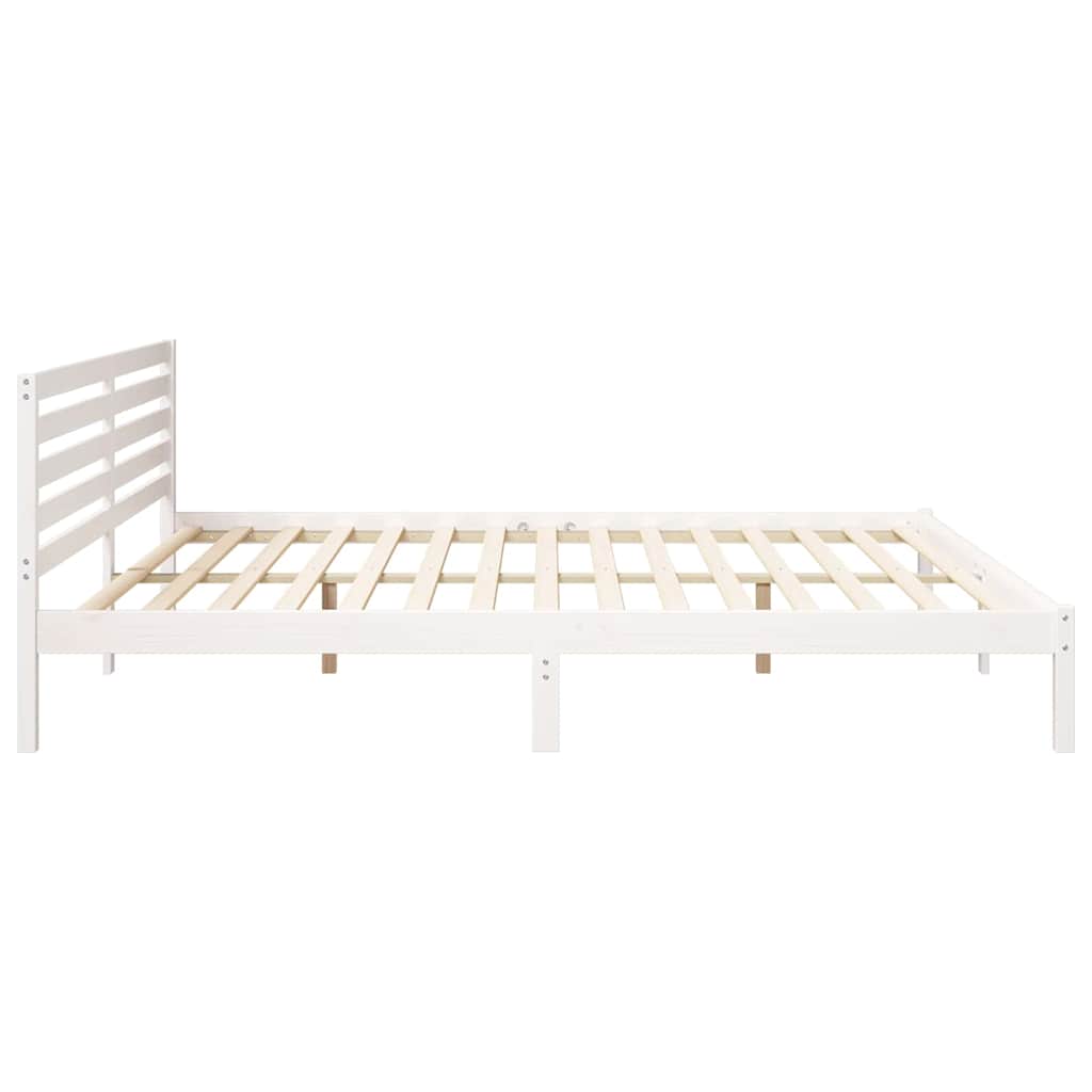 Sengestamme med hodegjerde Hvit 200 x 210 cm Massiv furu
