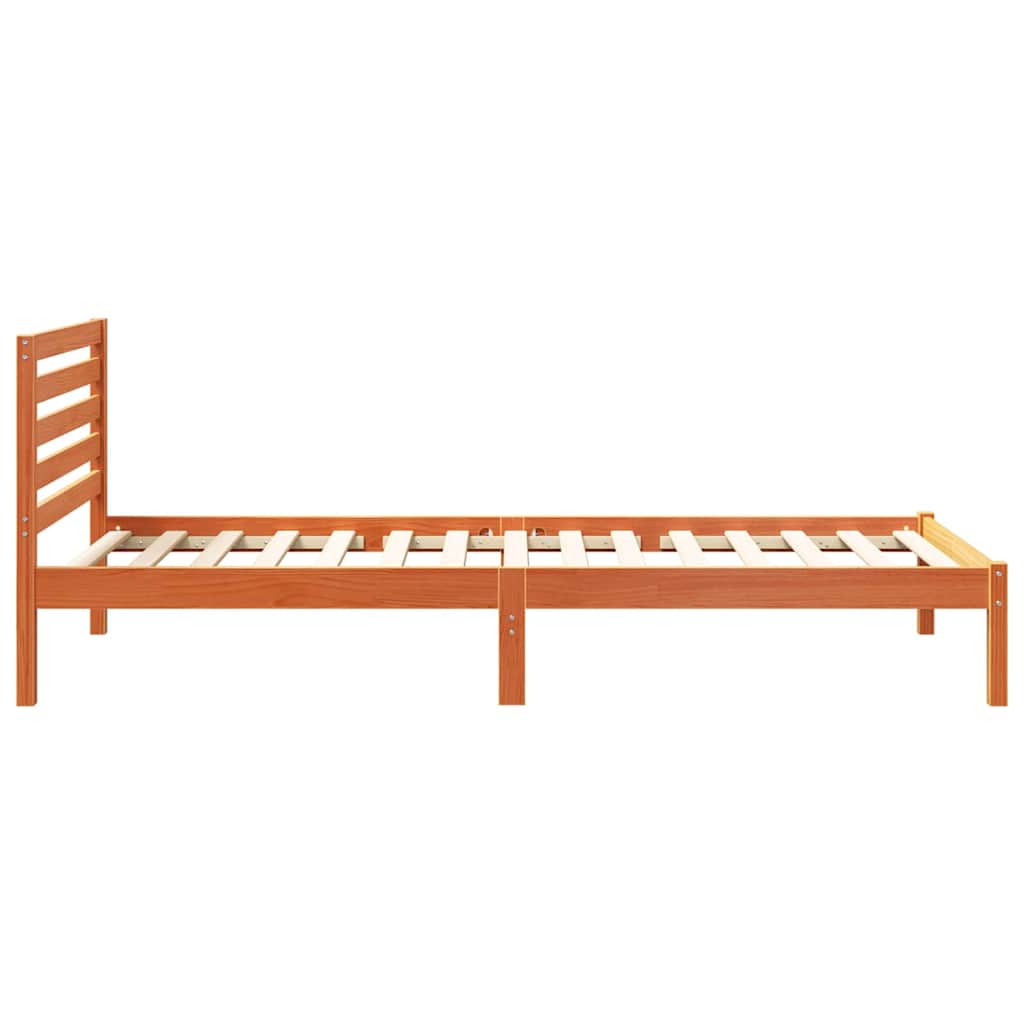 Sengestamme med hodegjerde Voksbrun 90 x 220 cm Heltre furu
