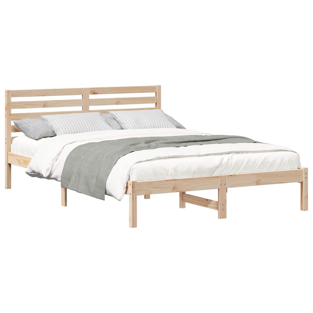 Sengestamme med hodegjerde Brun 140 x 220 cm Massiv furu