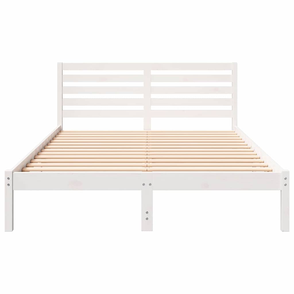 Sengestamme med hodegjerde Hvit 140 x 220 cm Massiv furu