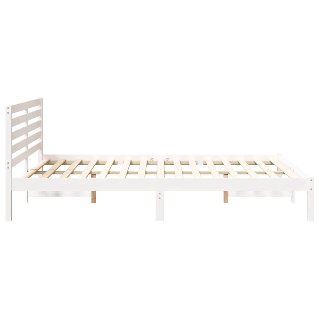 Sengestamme med hodegjerde Hvit 140 x 220 cm Massiv furu
