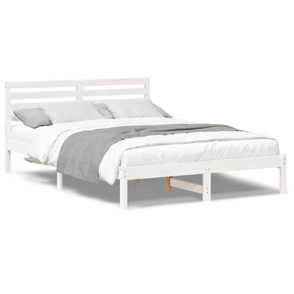 Sengestamme med hodegjerde Hvit 140 x 220 cm Heltre furu