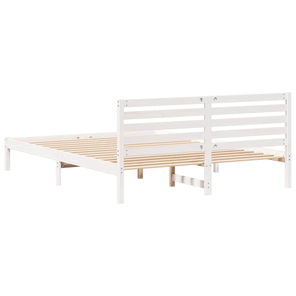 Sengestamme med hodegjerde Hvit 160 x 220 cm Massiv furu