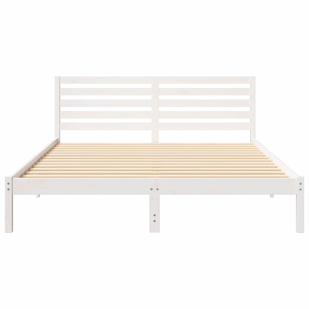 Sengestamme med hodegjerde Hvit 160 x 220 cm Massiv furu