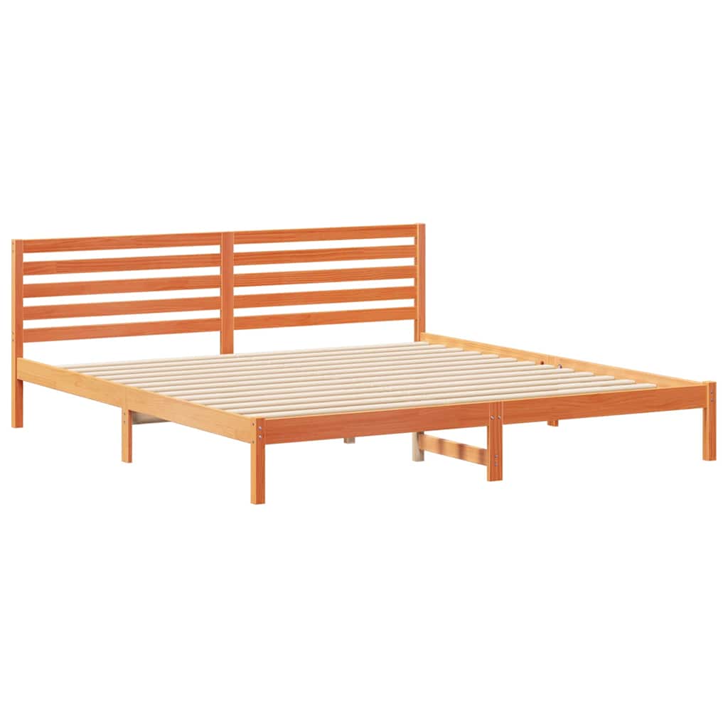 Sengestamme med hodegjerde Vokset Brun 180 x 220 cm Massiv furu