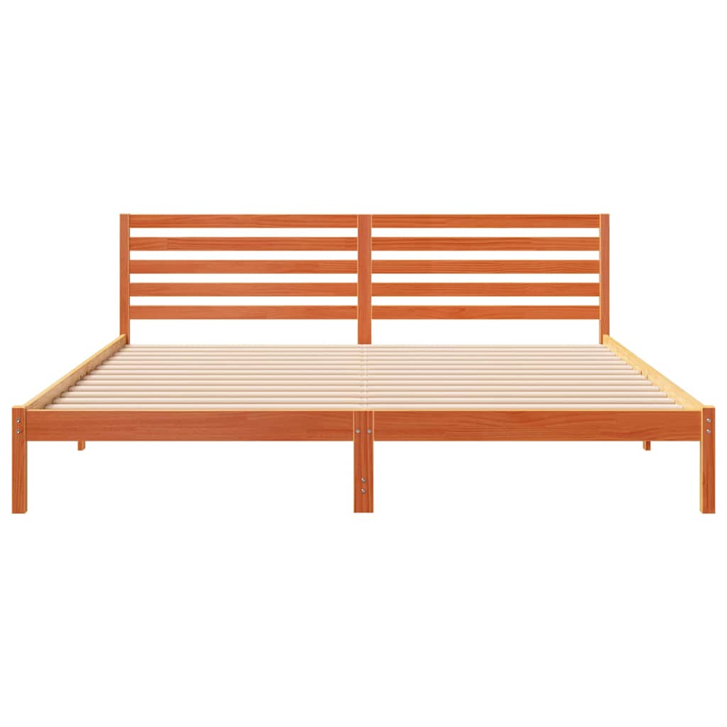 Sengestamme med hodegjerde Vokset Brun 180 x 220 cm Massiv furu