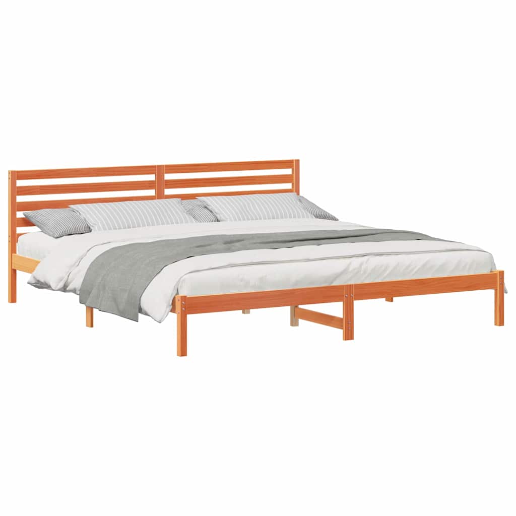 Sengestamme med hodegjerde Vokset Brun 180 x 220 cm Massiv furu
