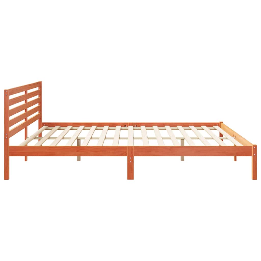 Sengestamme med hodegjerde Vokset Brun 180 x 220 cm Massiv furu
