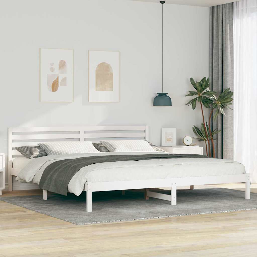 Sengestamme med hodegjerde Hvit 200 x 220 cm Massiv furu