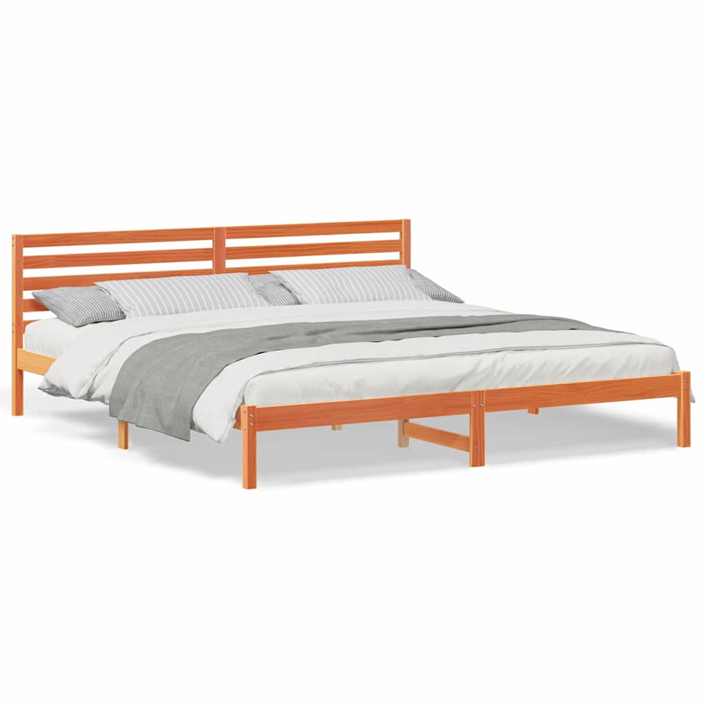Sengestamme med hodegjerde Voksbrun 200 x 220 cm Heltre furu