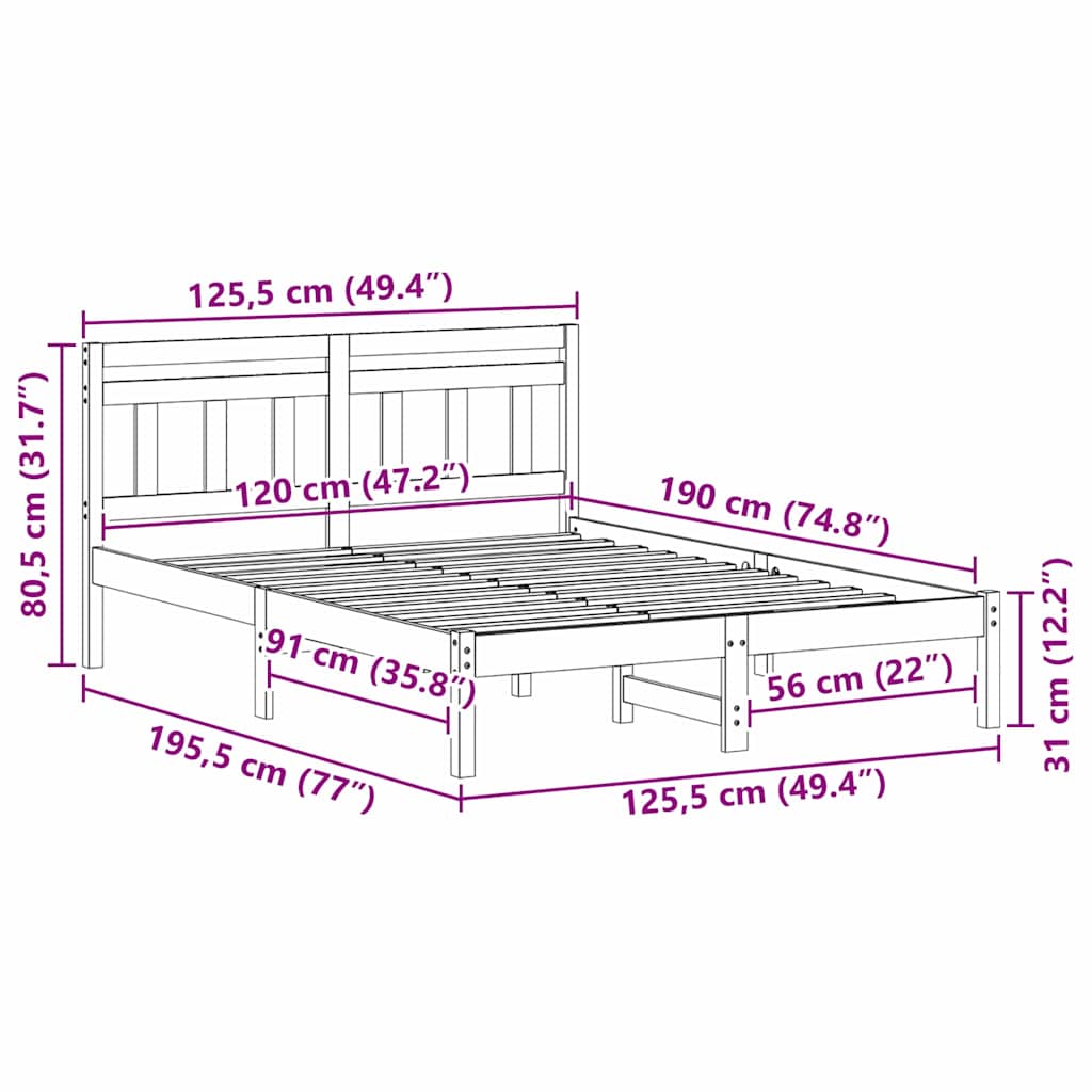 Sengestamme Brun 120 x 190 cm Massiv furu
