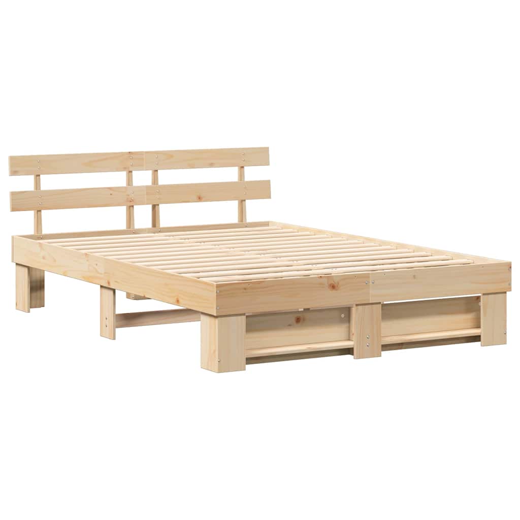 Sengestamme med hodegjerde Brun 150 x 200 cm Heltre furu