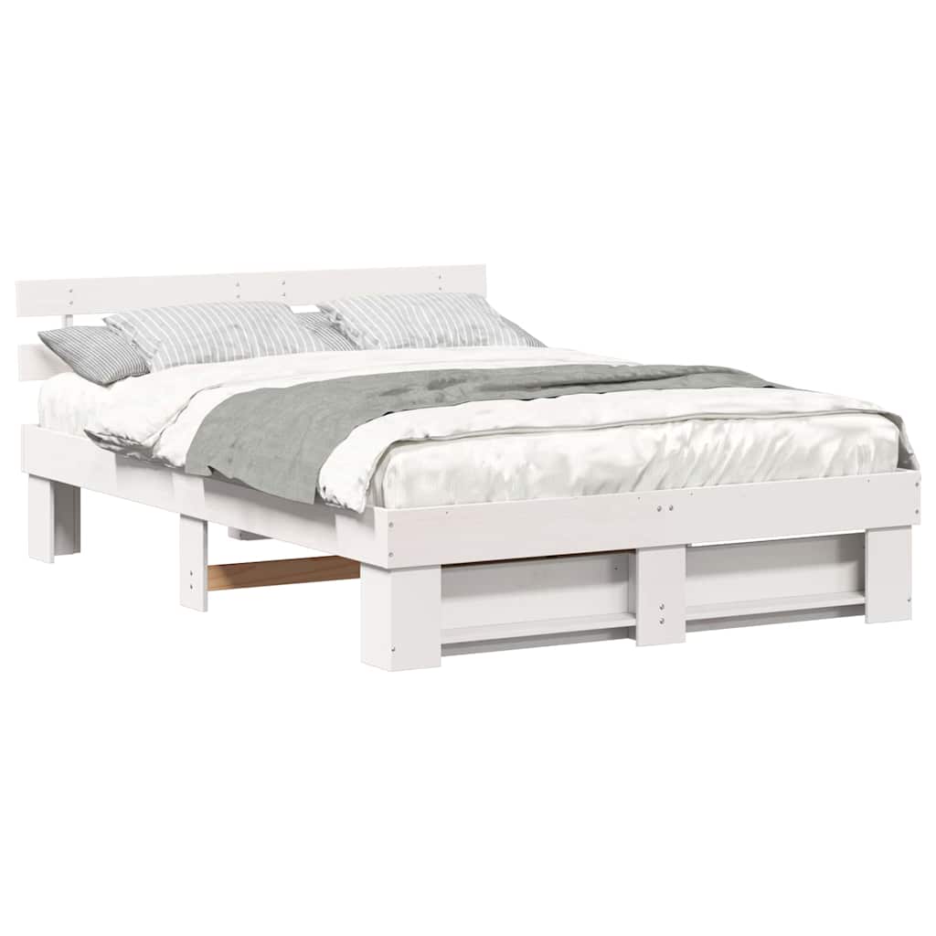 Sengestamme med hodegjerde Hvit 150 x 200 cm Heltre furu