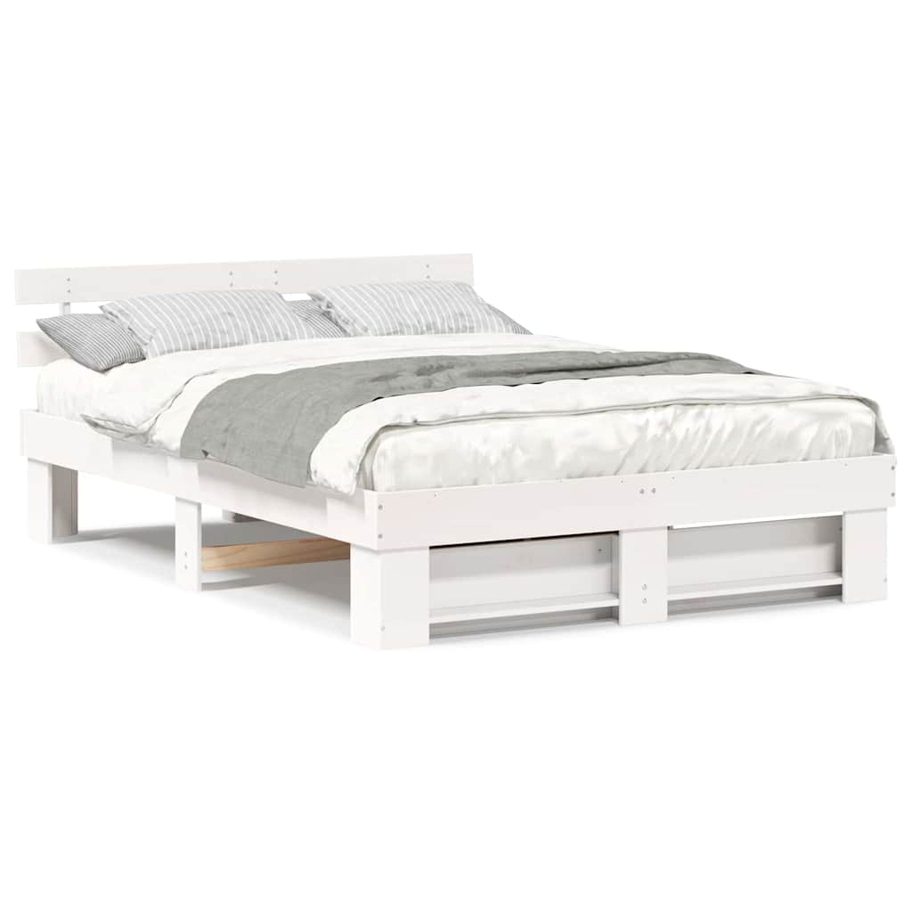 Sengestamme med hodegjerde Hvit 150 x 200 cm Heltre furu