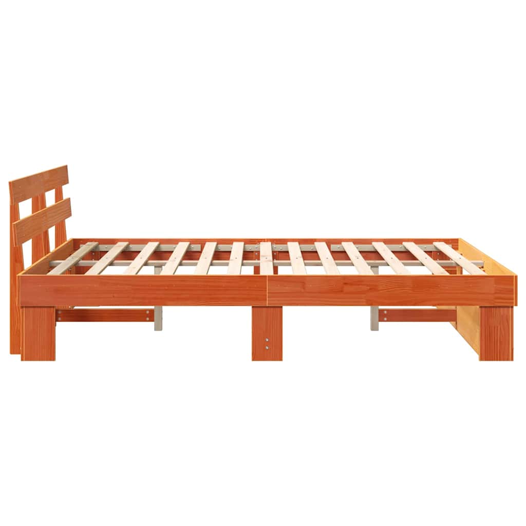 Sengestamme med hodegjerde Vokset Brun 150 x 200 cm Massiv furu