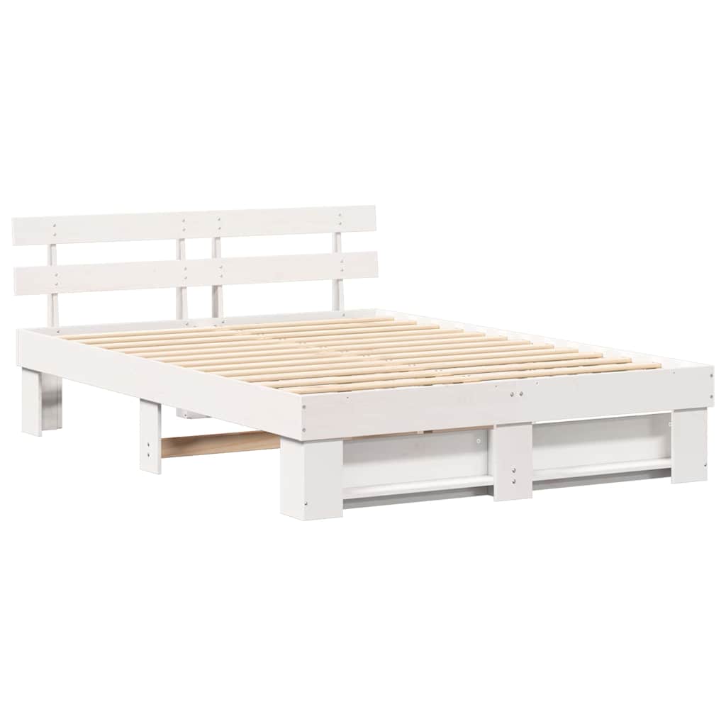 Sengestamme med hodegjerde Hvit 140 x 200 cm Massiv furu