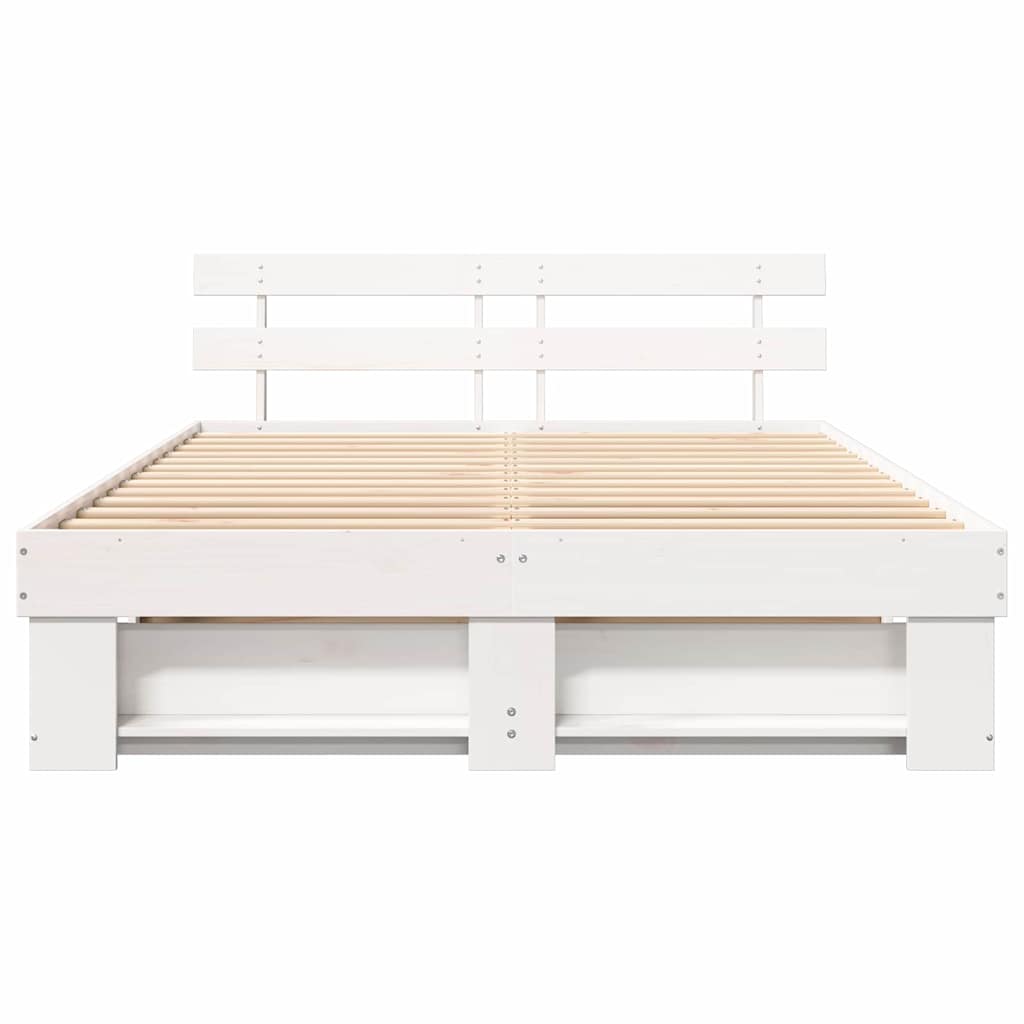 Sengestamme med hodegjerde Hvit 140 x 200 cm Massiv furu