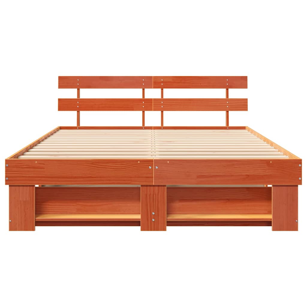 Sengestamme med hodegjerde Vokset Brun 140 x 200 cm Massiv furu