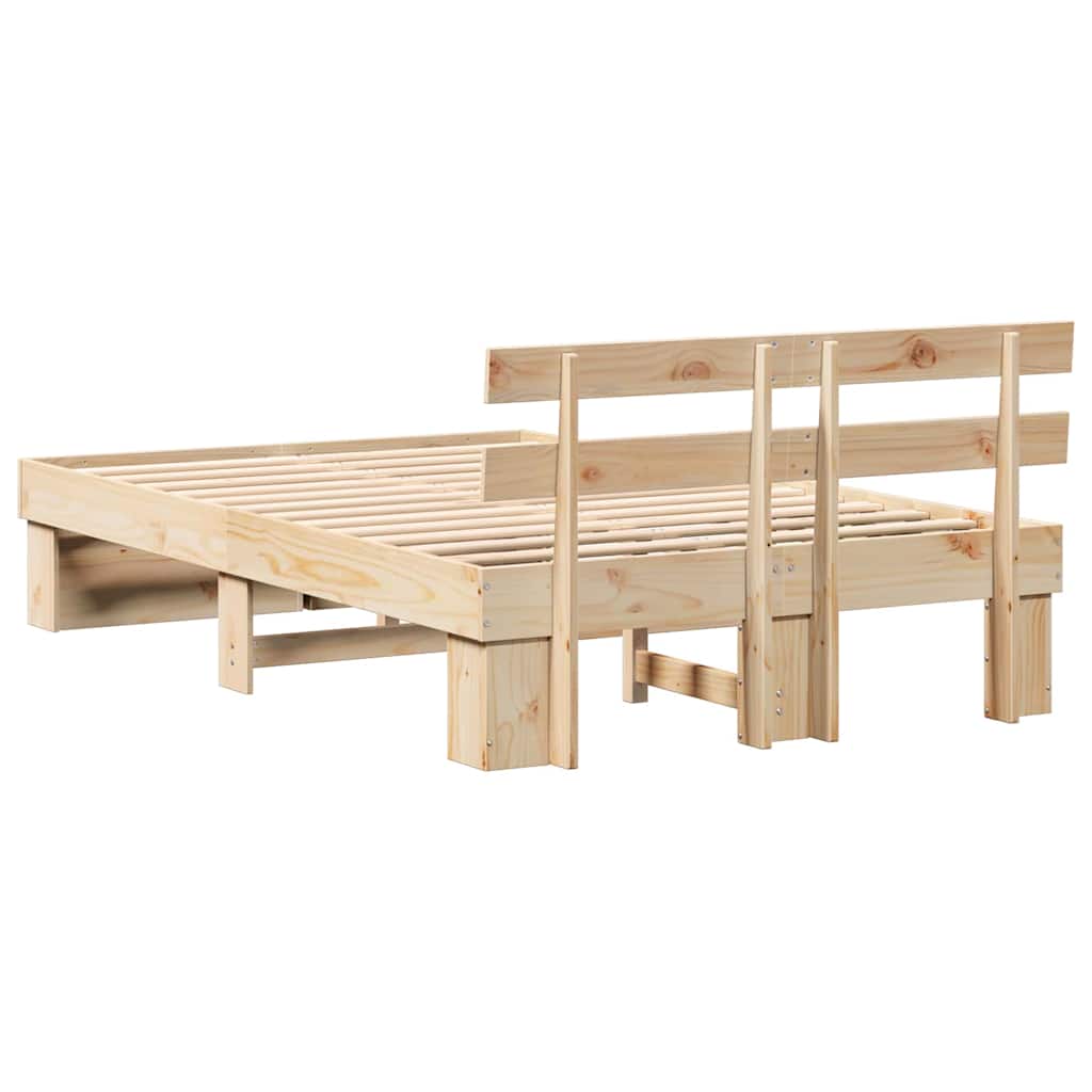 Sengestamme med hodegjerde Brun 120 x 200 cm Massiv furu