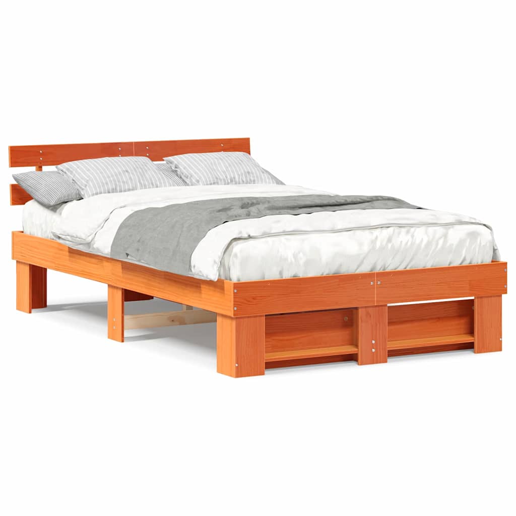 Sengestamme med hodegjerde Voksbrun 120 x 200 cm Heltre furu
