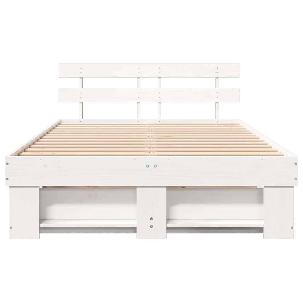 Sengestamme med hodegjerde Hvit 140 x 190 cm Massiv furu