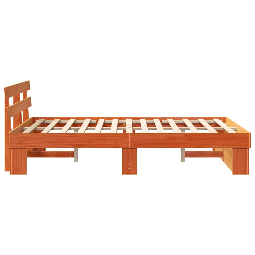 Sengestamme med hodegjerde Vokset Brun 140 x 190 cm Massiv furu