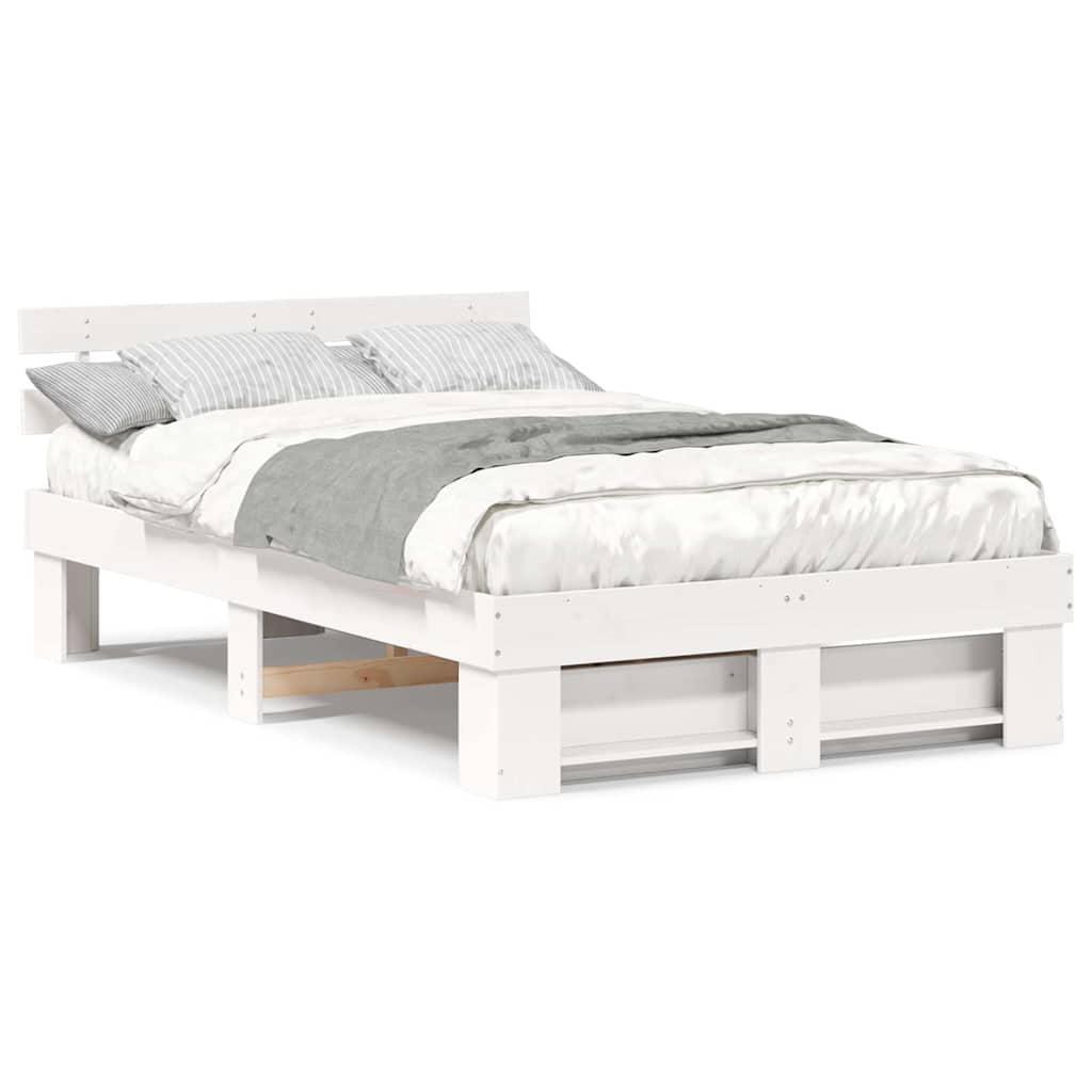 Sengestamme med hodegjerde Hvit 135 x 190 cm Heltre furu