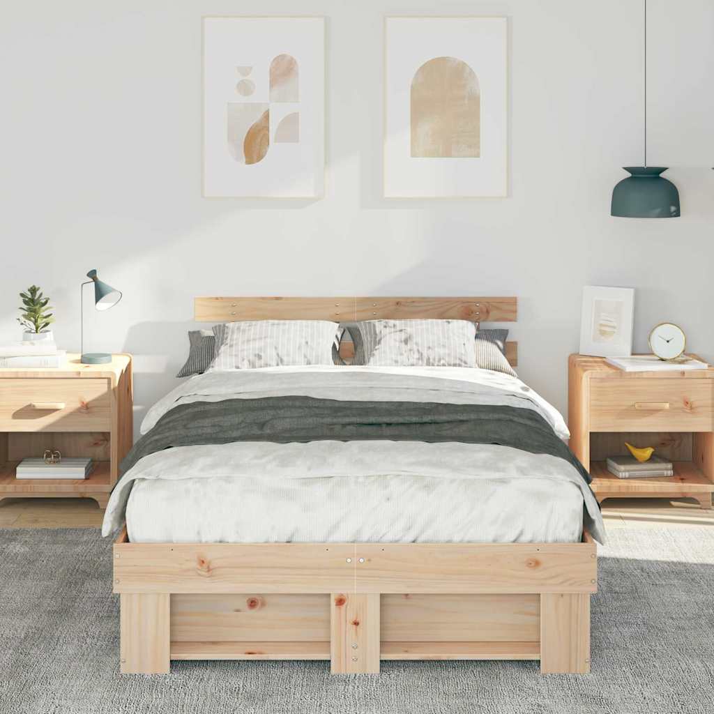 Sengestamme med hodegjerde Brun 120 x 190 cm Heltre furu