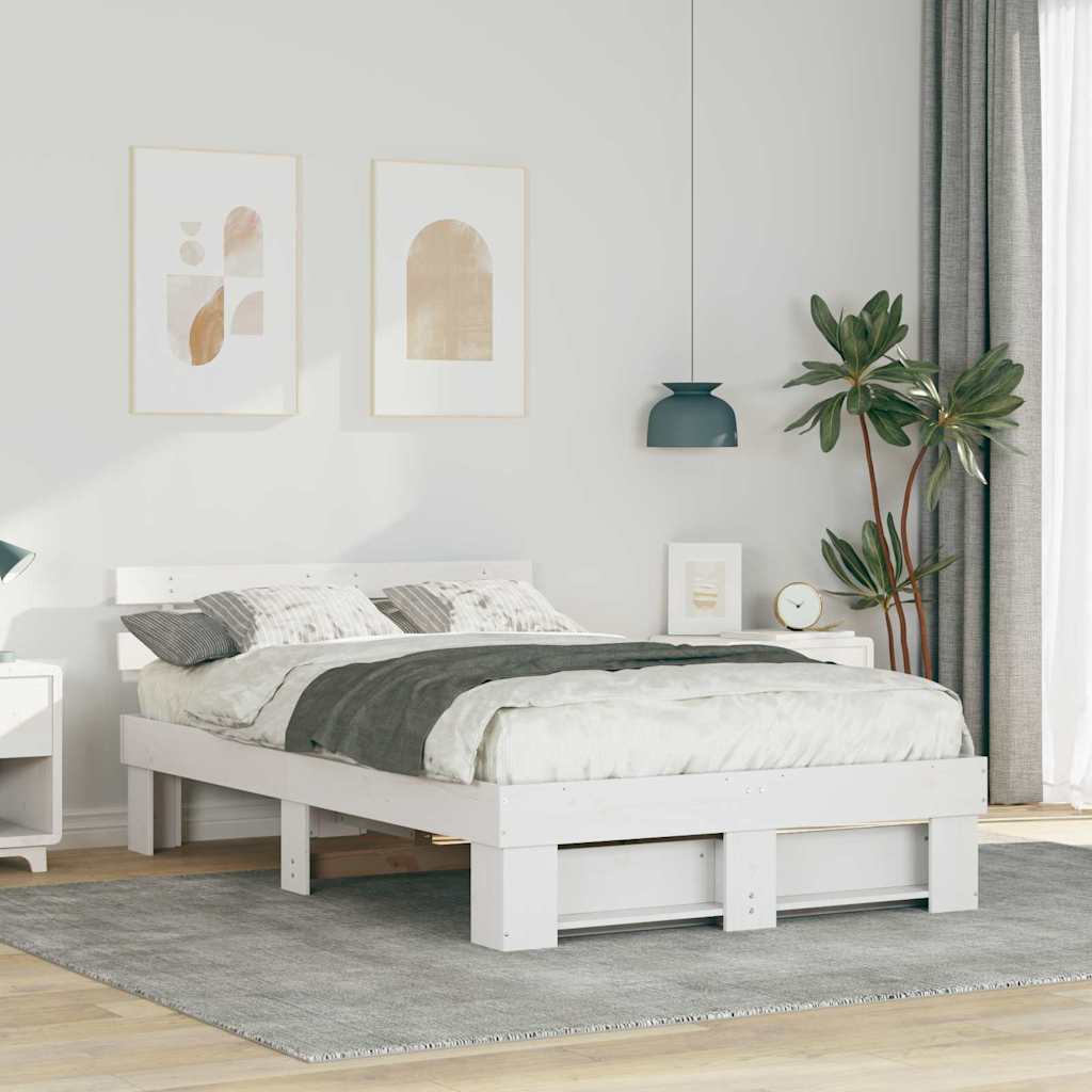 Sengestamme med hodegjerde Hvit 120 x 190 cm Massiv furu