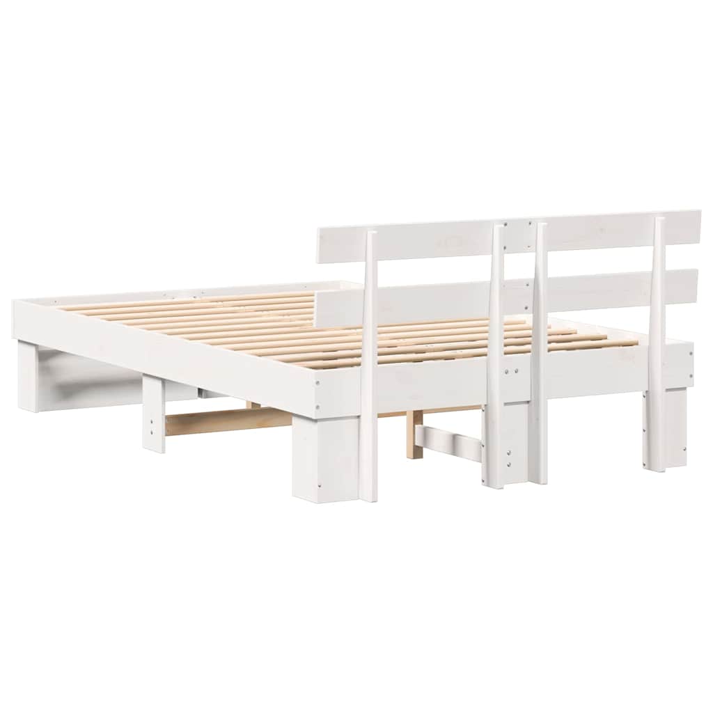 Sengestamme med hodegjerde Hvit 120 x 190 cm Massiv furu
