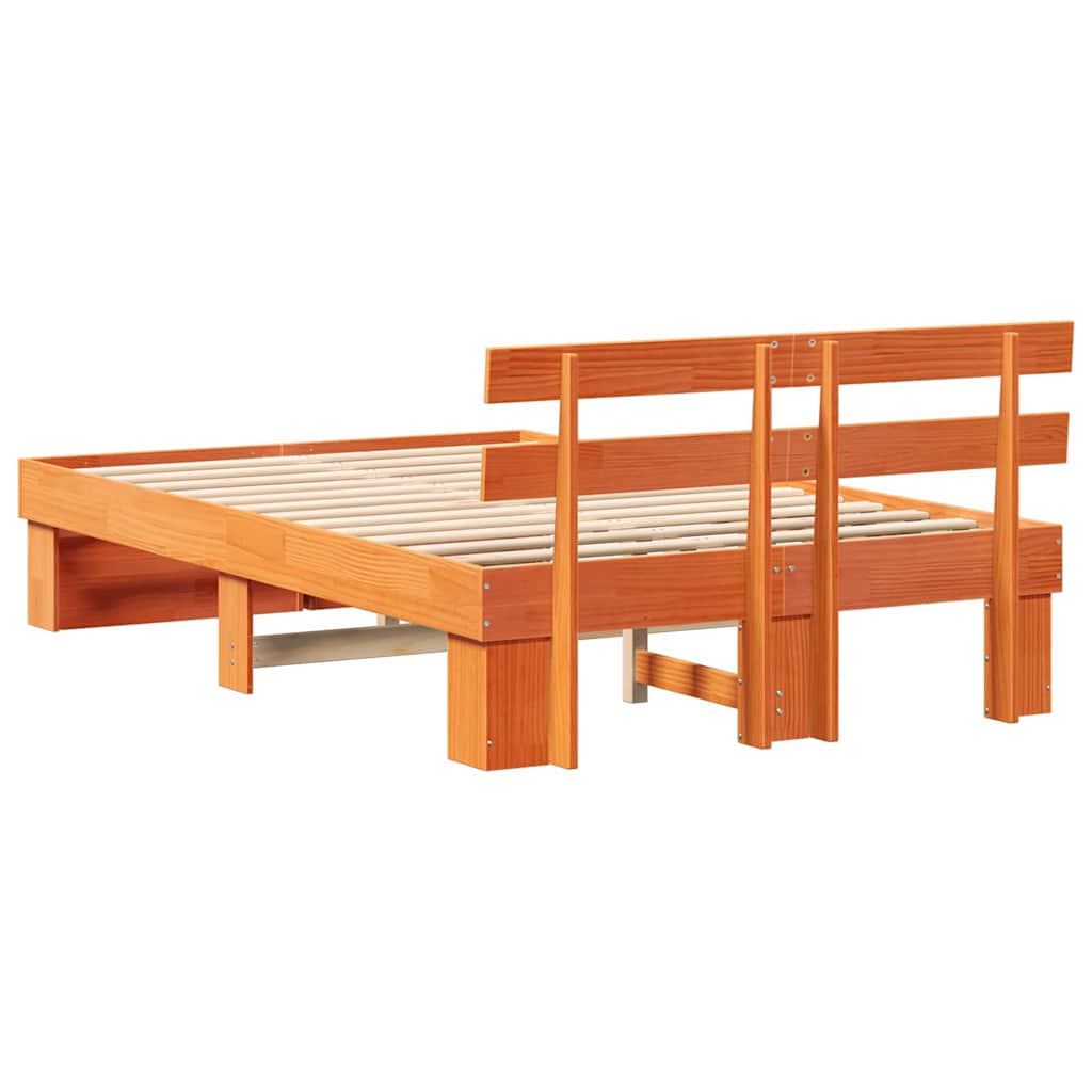 Sengestamme med hodegjerde Vokset Brun 120 x 190 cm Massiv furu