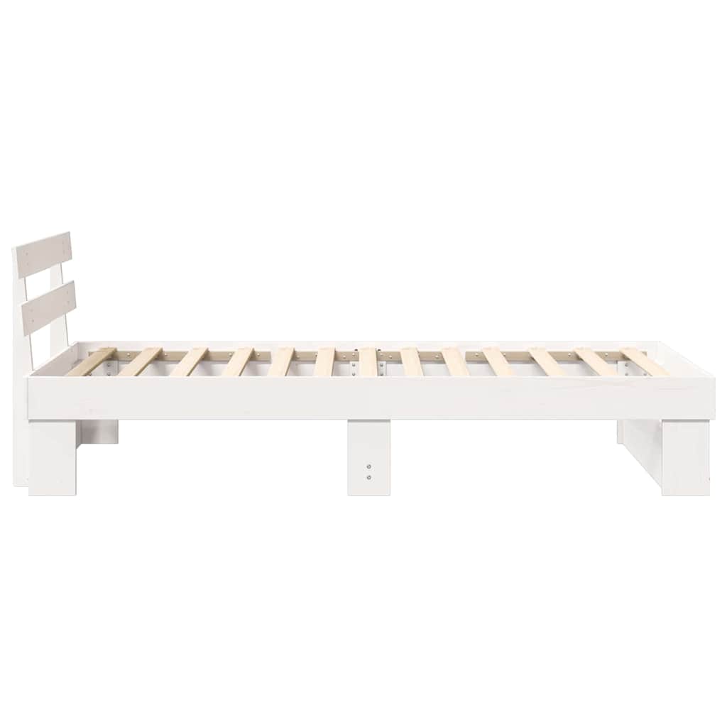 Sengestamme med hodegjerde Hvit 90 x 200 cm Massiv furu
