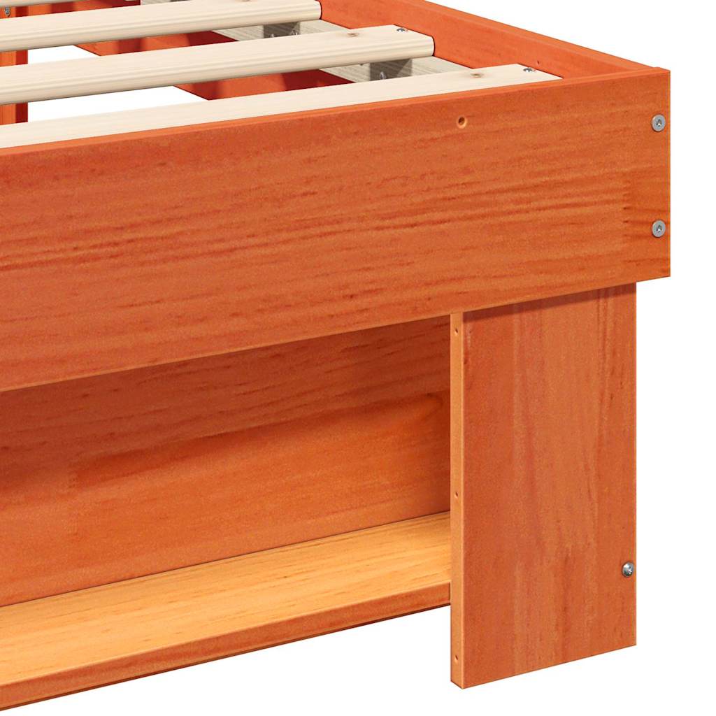 Sengestamme med hodegjerde Voksbrun 90 x 200 cm Heltre furu