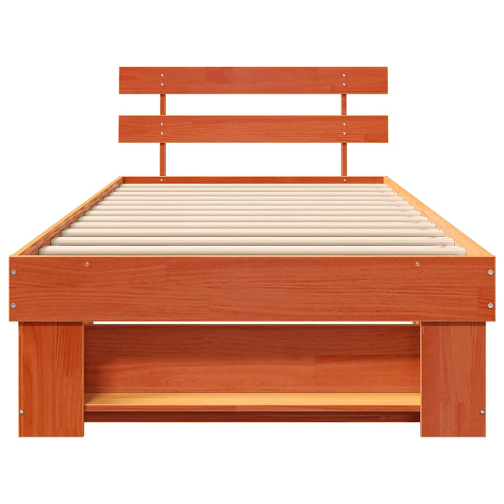 Sengestamme med hodegjerde Voksbrun 90 x 200 cm Heltre furu
