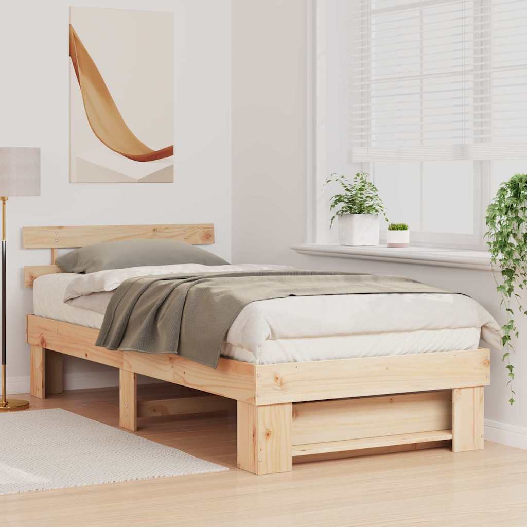 Sengestamme med hodegjerde Brun 90 x 190 cm Massiv furu