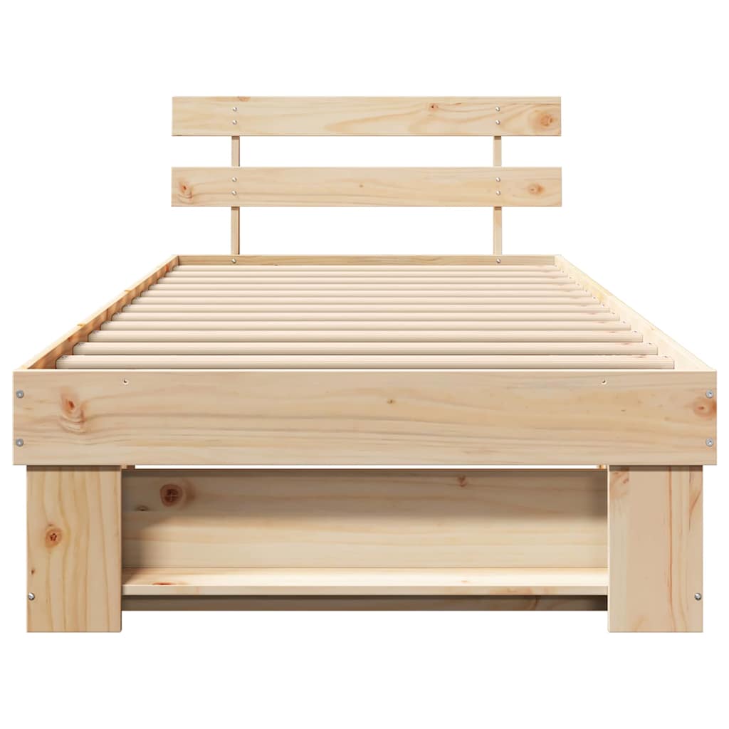 Sengestamme med hodegjerde Brun 90 x 190 cm Massiv furu