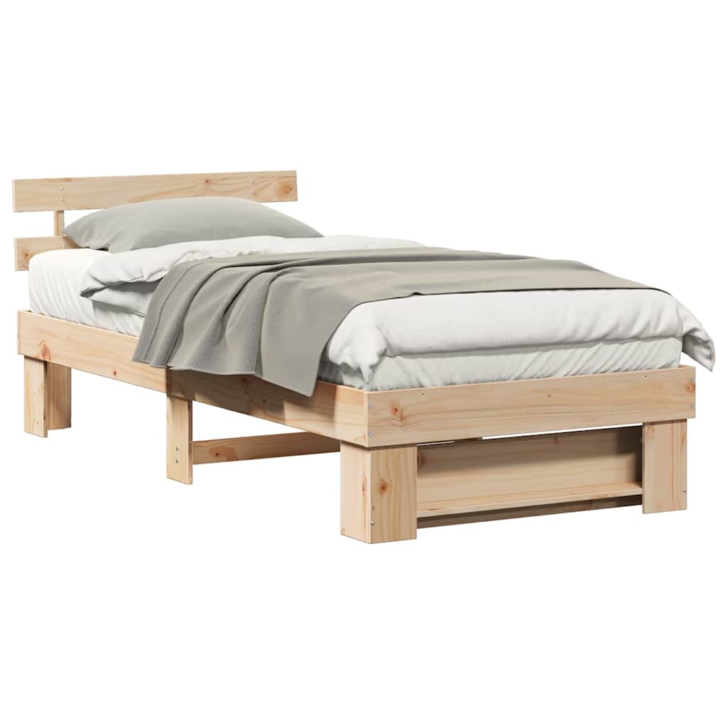Sengestamme med hodegjerde Brun 90 x 190 cm Massiv furu