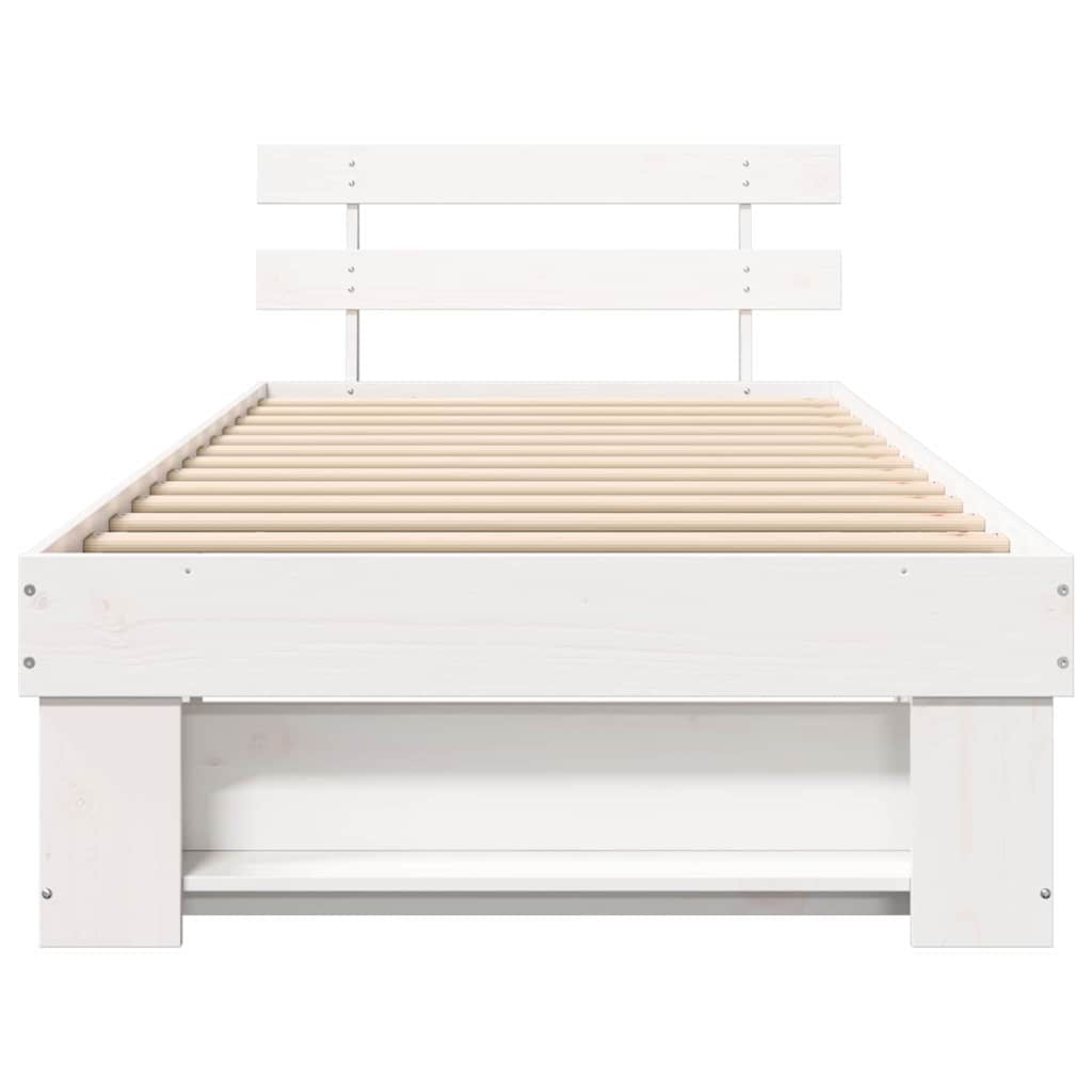 Sengestamme med hodegjerde Hvit 90 x 190 cm Massiv furu
