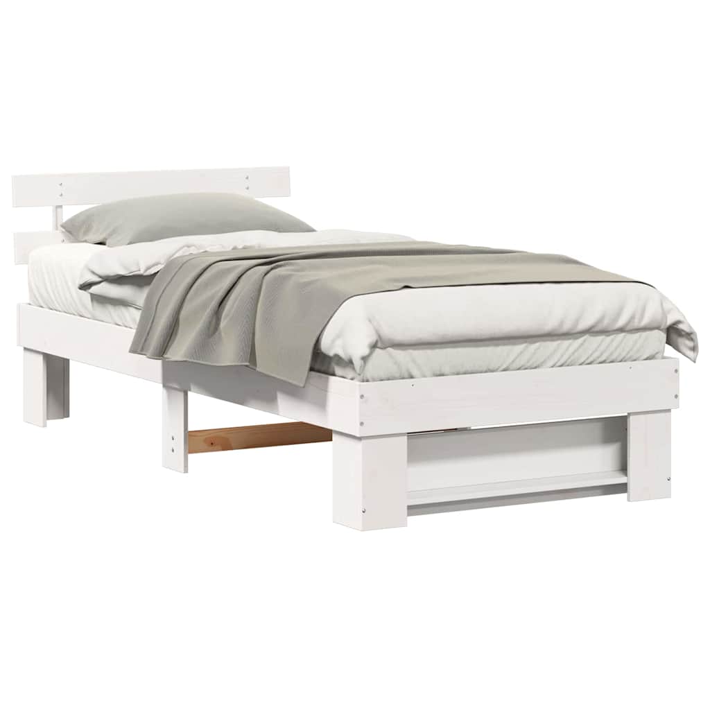 Sengestamme med hodegjerde Hvit 90 x 190 cm Heltre furu