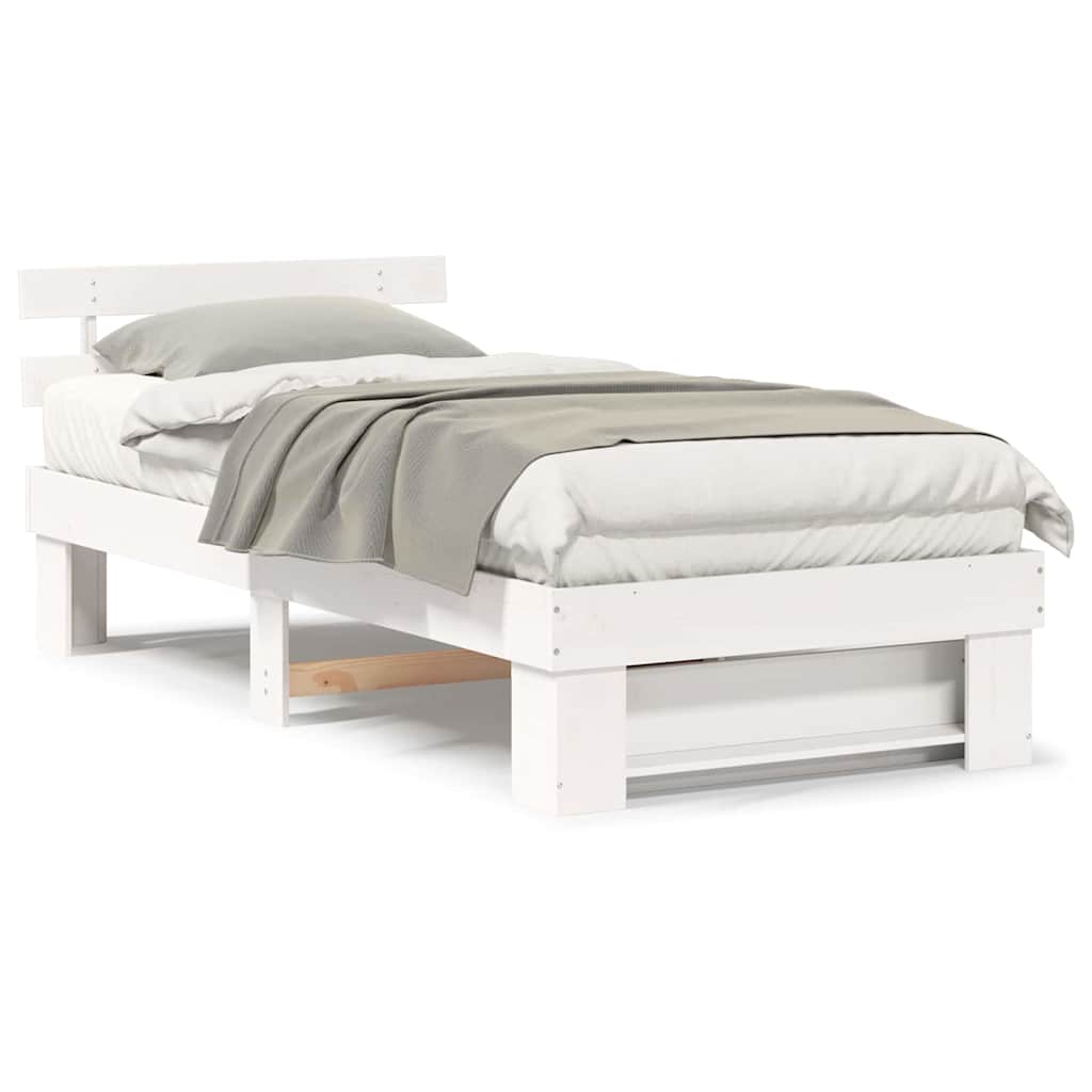 Sengestamme med hodegjerde Hvit 90 x 190 cm Heltre furu