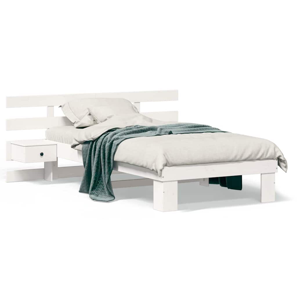 Sengestamme med hodegjerde Hvit 100 x 200 cm Heltre furu