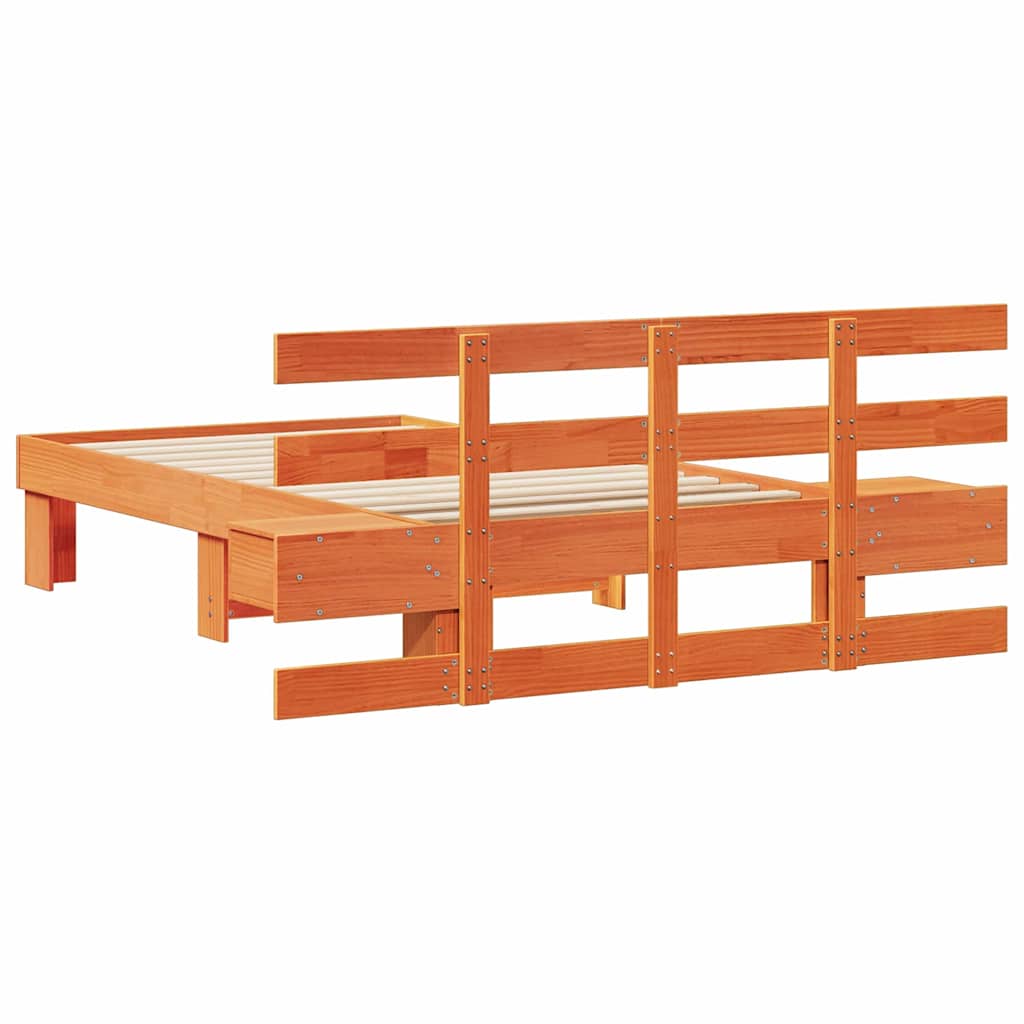 Sengestamme med hodegjerde Voksbrun 100 x 200 cm Heltre furu